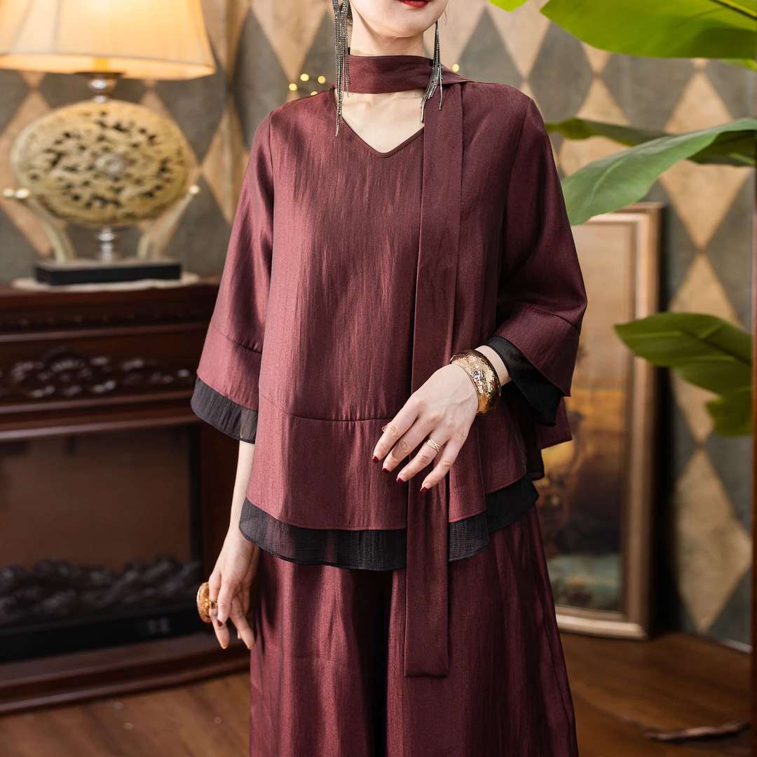 新中式《绮紫凝秀》春夏秋三季女士精致百搭小衫XD1119D