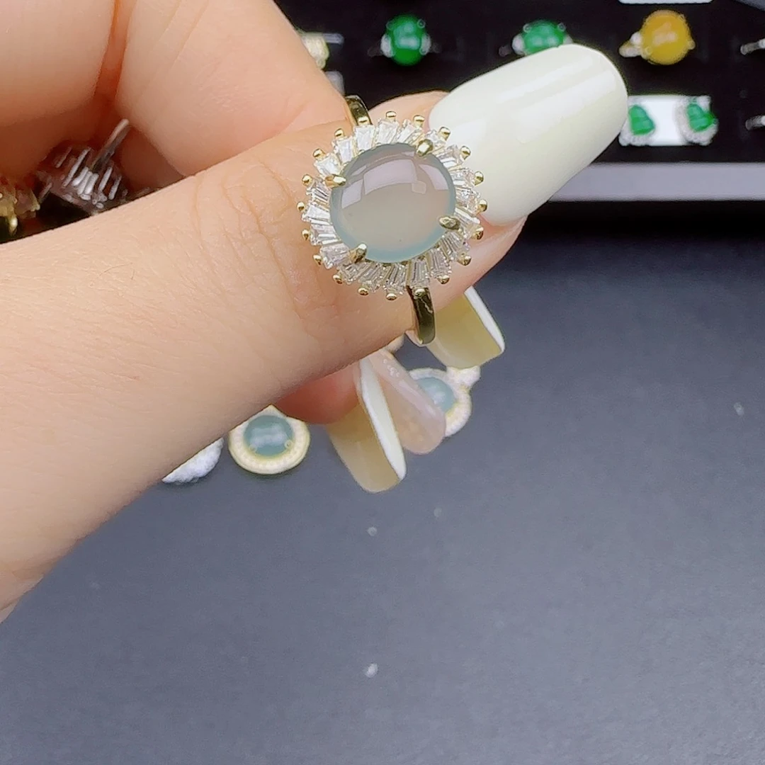 翡翠戒指银S925镶嵌1111111