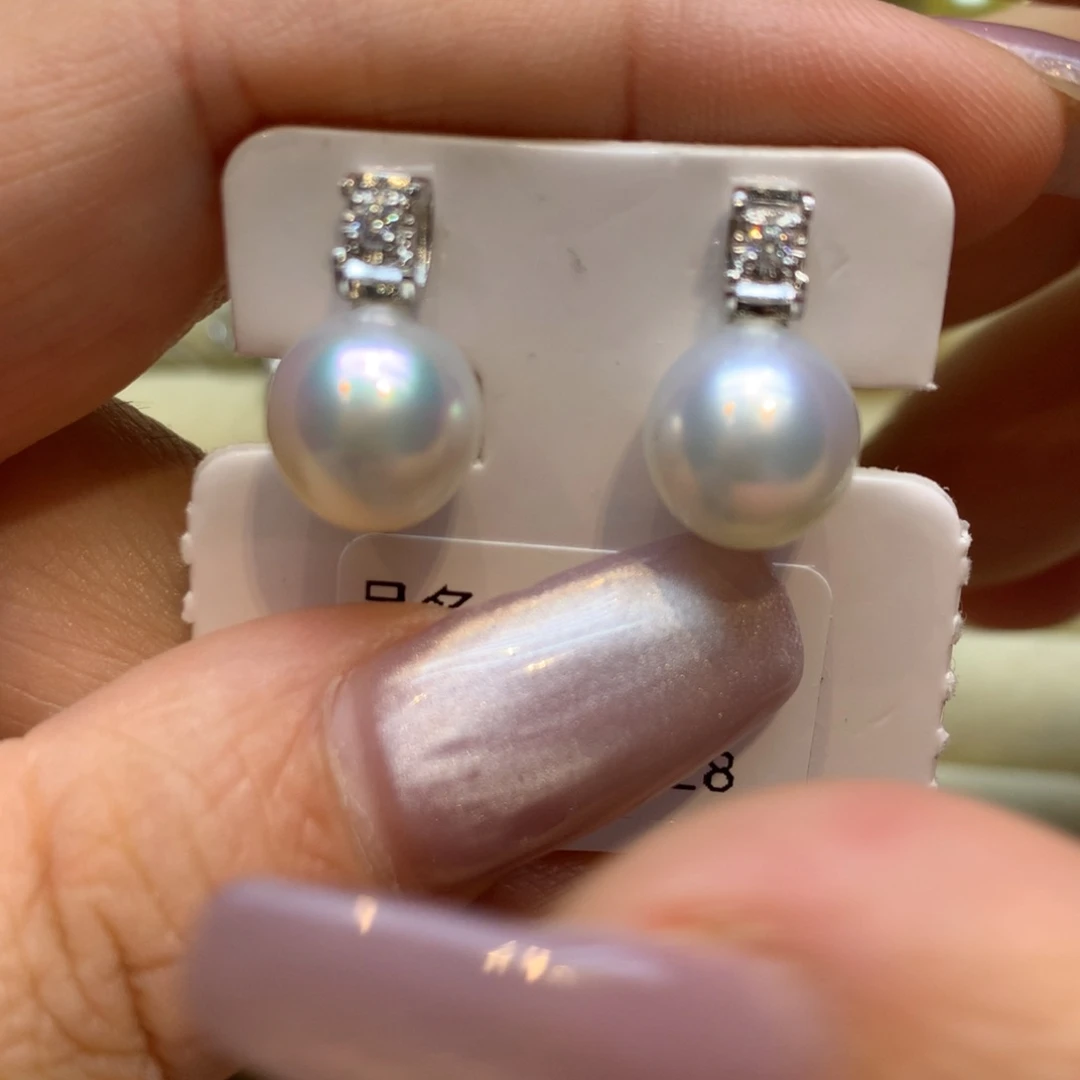 银S925镶嵌耳饰海水珍珠