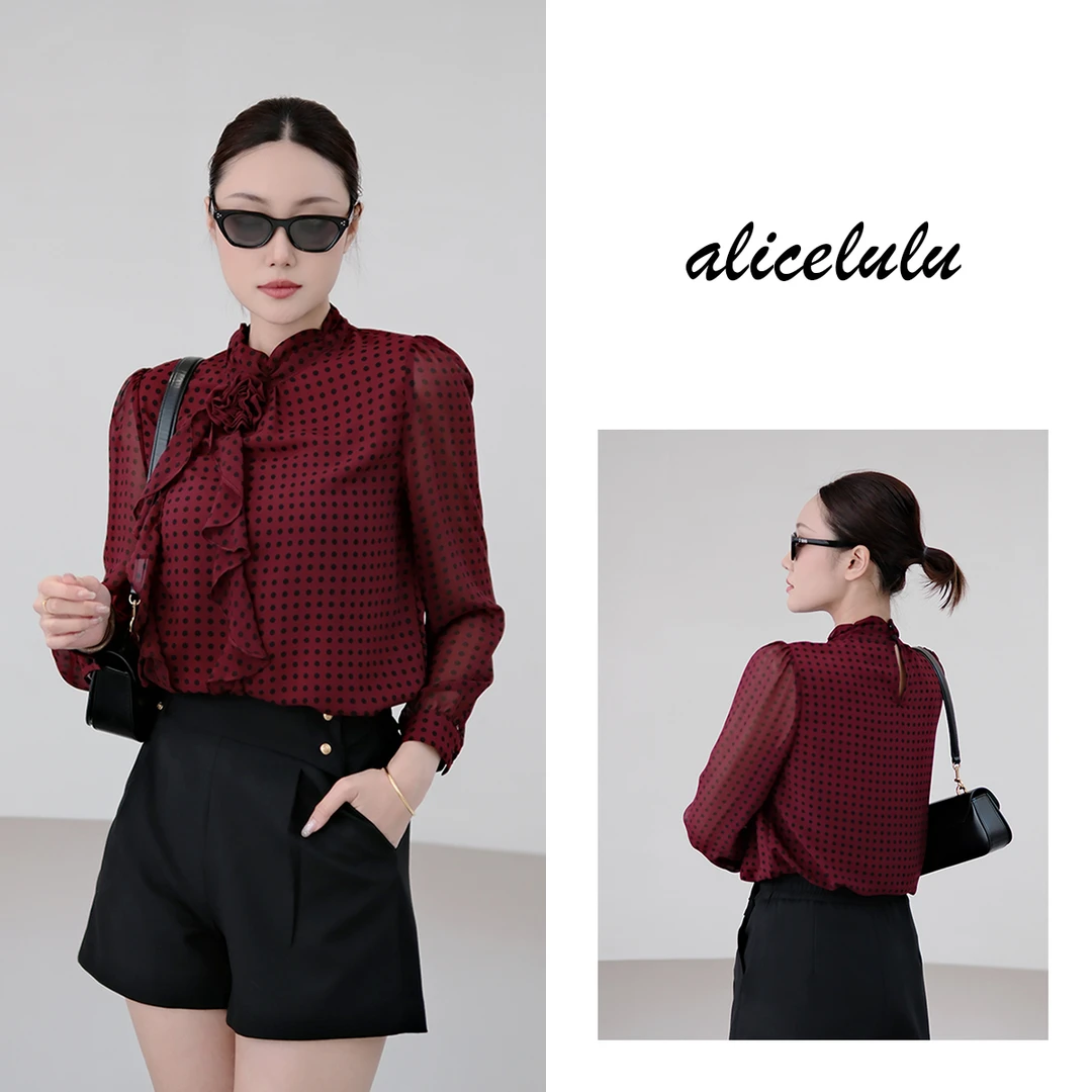 1 ALICE 波点舞会衬衫 优雅捏花 知性通勤 S2141283W