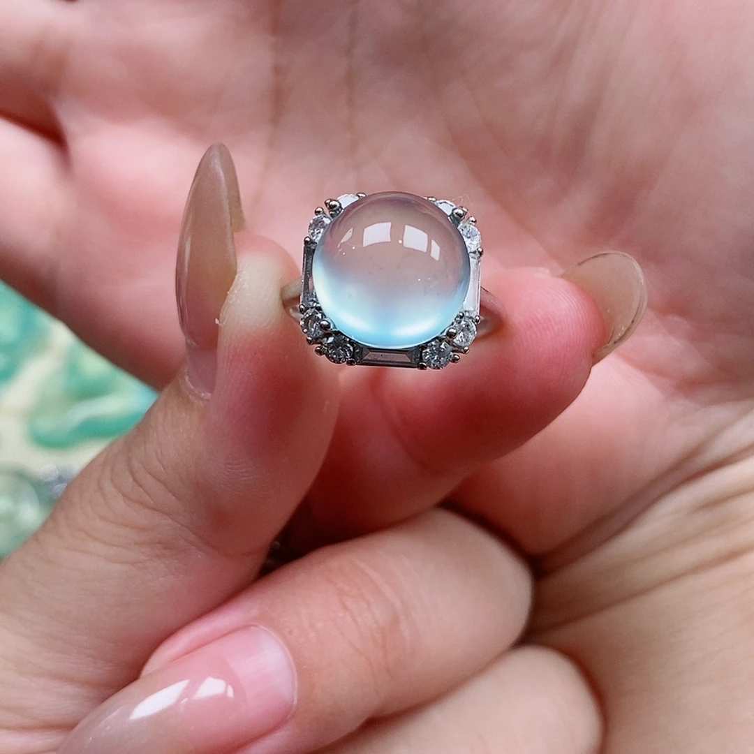 蛇纹石玉银S925镶嵌戒指没****牛