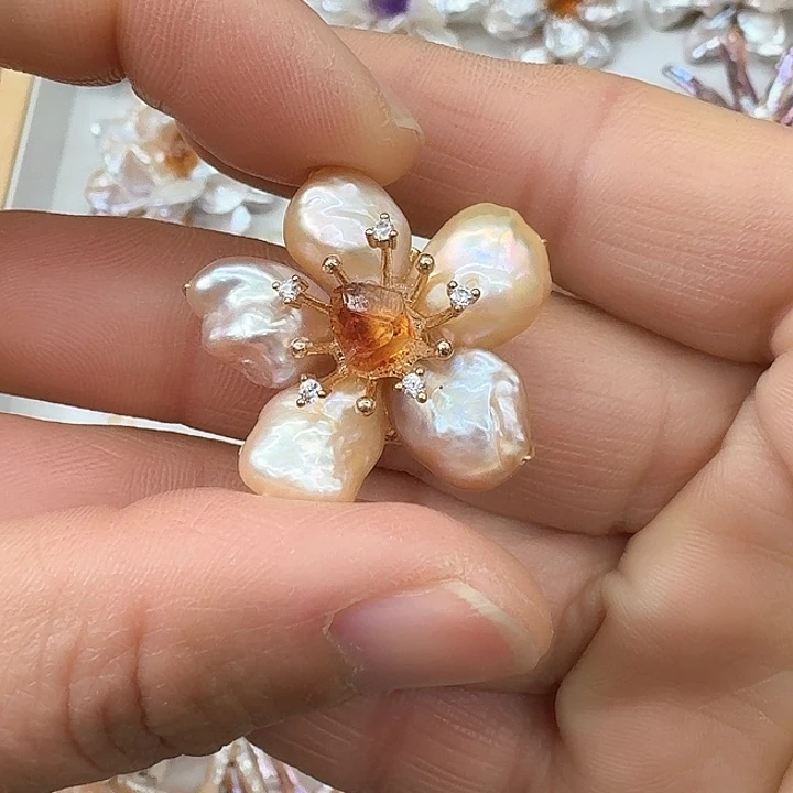 淡水珍珠胸饰银S925镶嵌