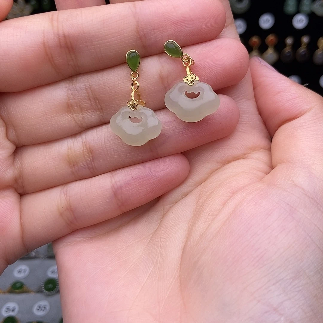 和田玉（碧玉）银S925镶嵌吊坠(不含链)