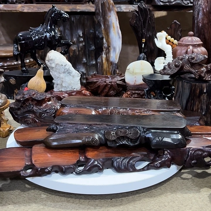 木大红酸枝交趾随形底座五个