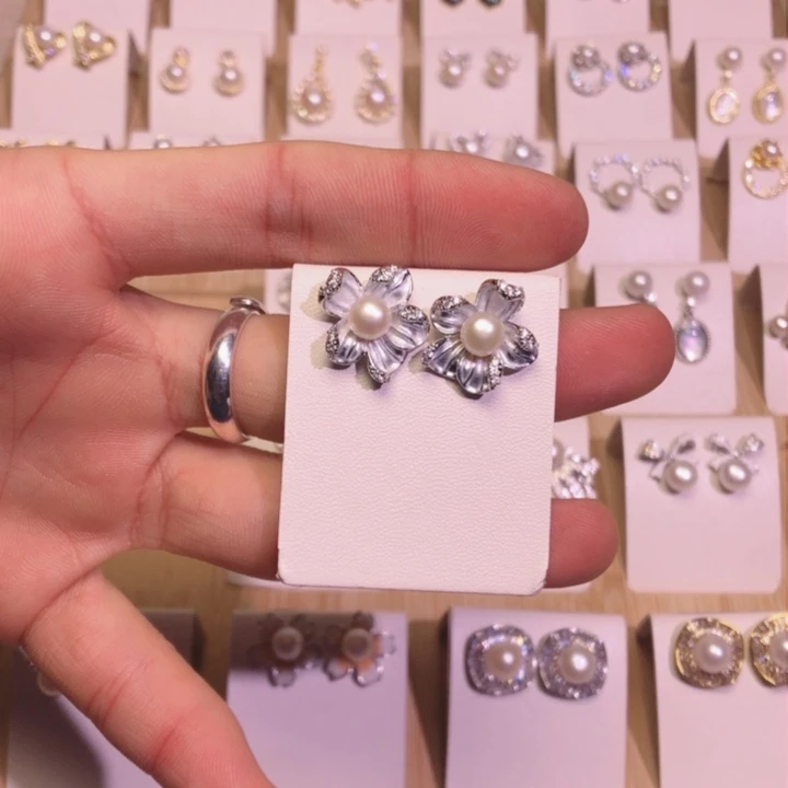 淡水珍珠耳饰银S925镶嵌