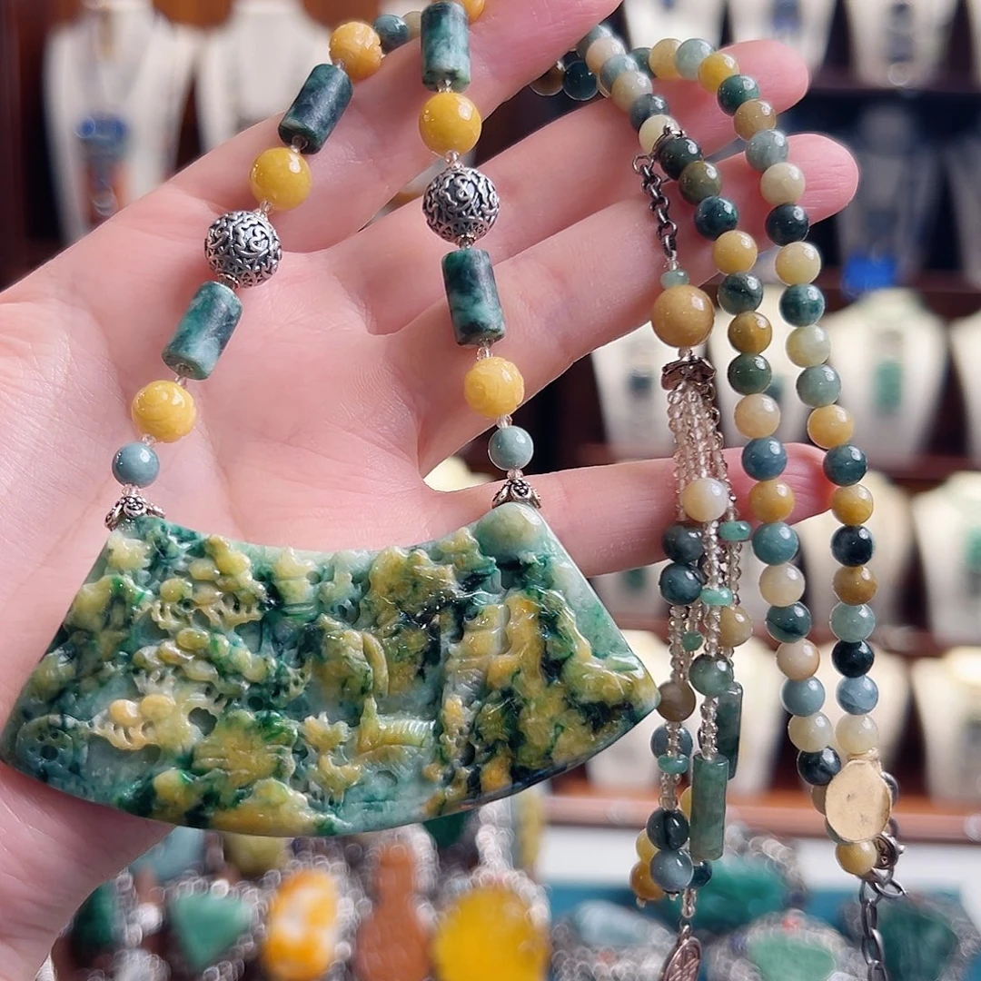 翡翠未镶嵌颈饰国风个性时尚潮流