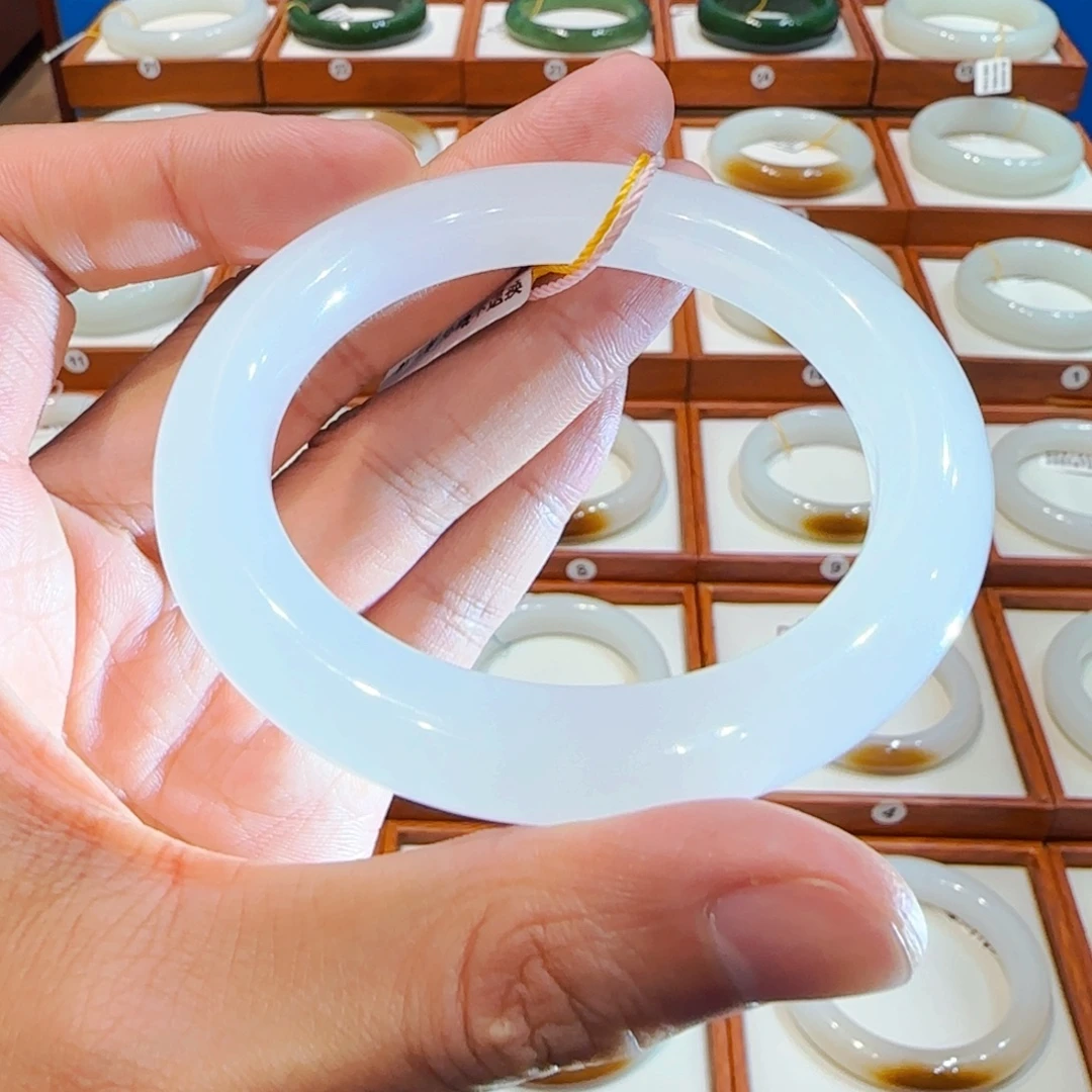 和田玉未镶嵌手镯白月光冰羊脂55 56 57