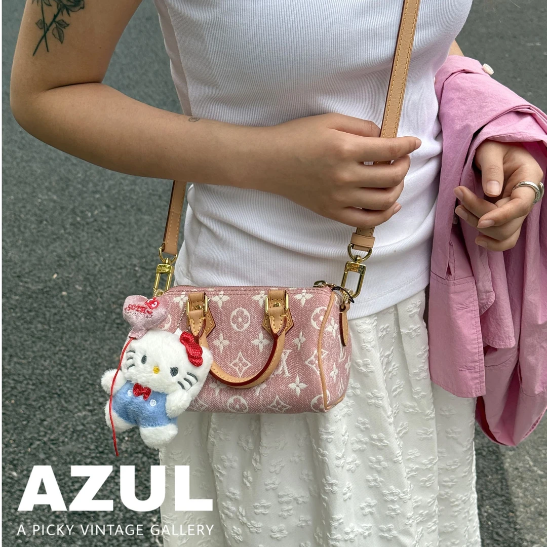 95新 LouisVuitton/路易威登 Azul-牛仔speedynano斜挎包42954