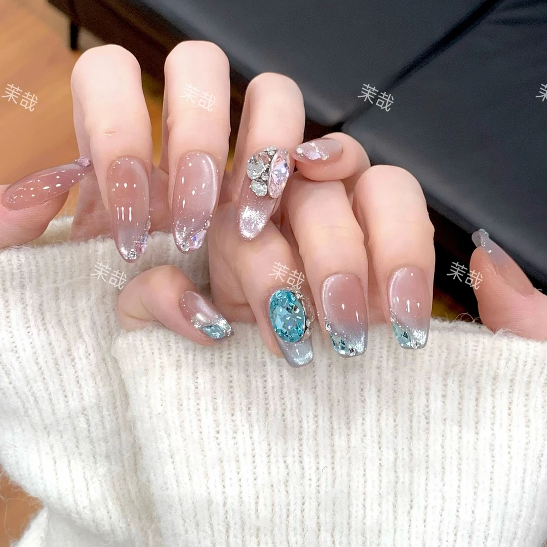 茉哉V【美人泪】纯手工定制美甲拆卸穿戴甲A3747