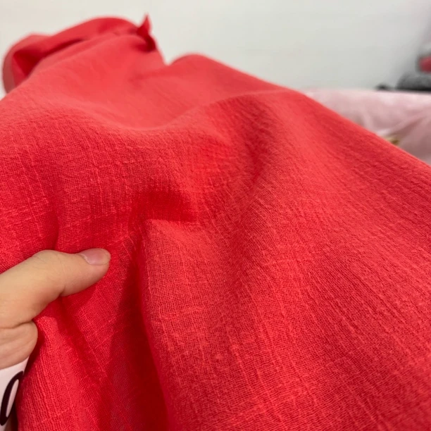 62 纯植物水洗亚麻棉纱面料6米价 柔软透气不扎