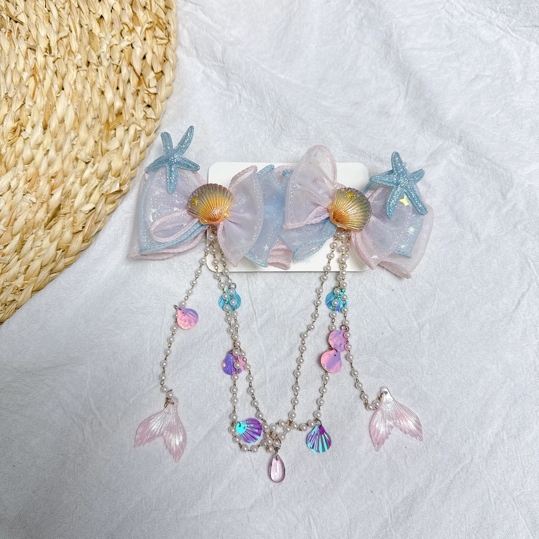 新款人鱼公主海星额头链儿童头饰手工轻奢时尚