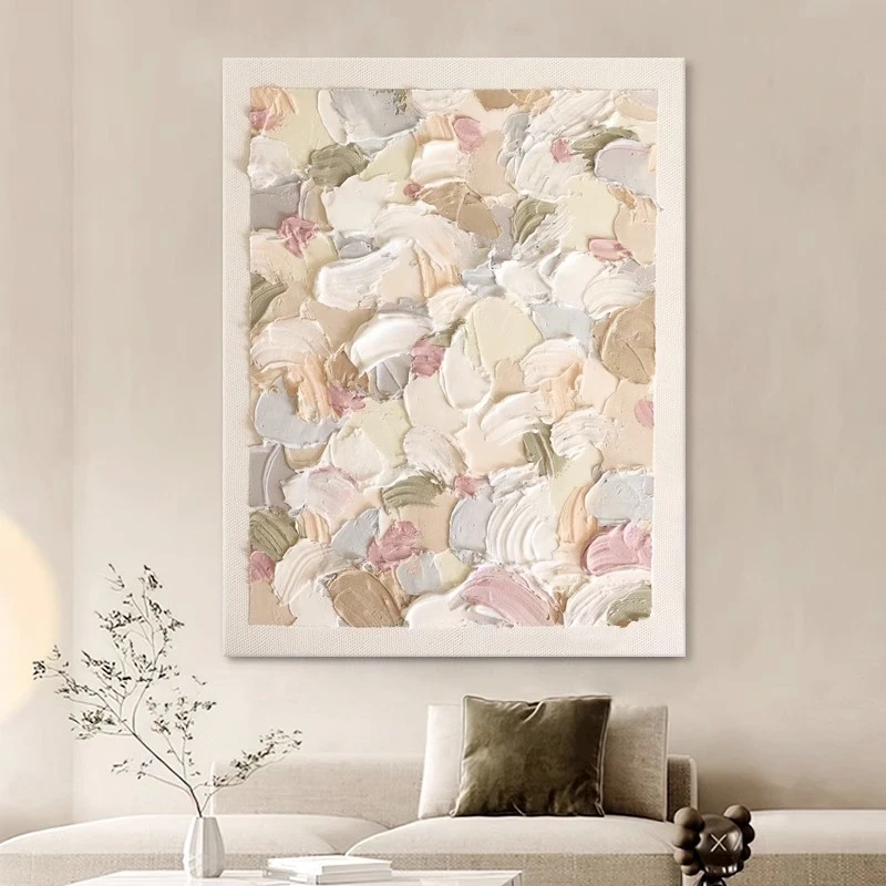 手绘油画现代简约肌理画客厅沙发装饰画奶油风餐厅玄关抽象挂画