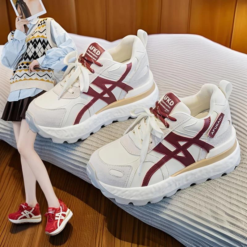 内增高8cm真皮厚底德训鞋女ins韩版防滑不累脚老爹鞋2025秋季爆款