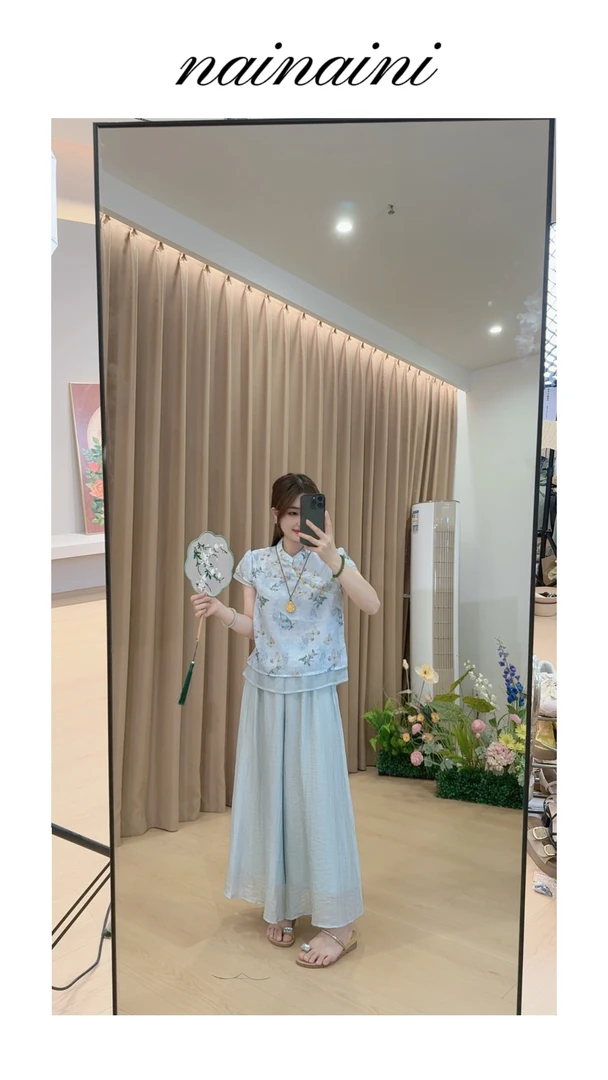 奈奈妮【裙裤】裙裤女2025小个子夏季新款新中式日常民族风2036-1