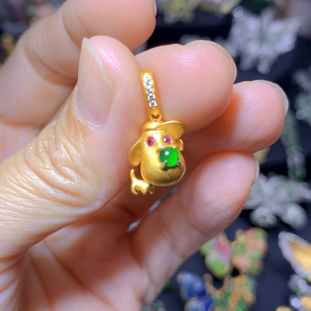 翡翠银S925镶嵌颈饰天然翡翠