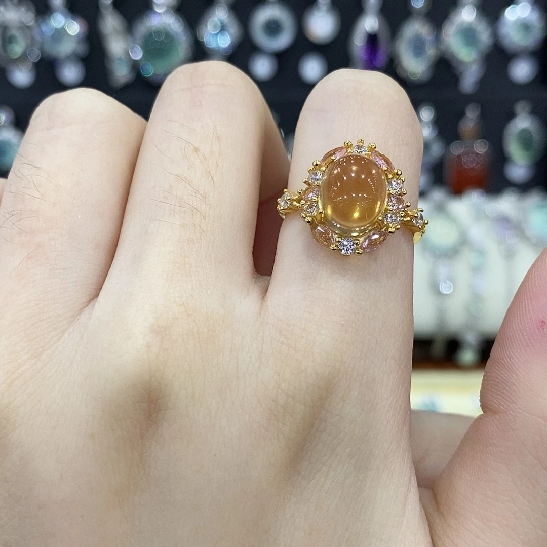 黄晶银S925镶嵌戒指