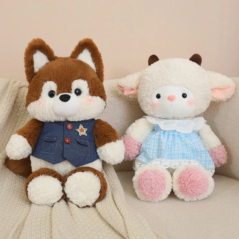 森林跑跑小狐狸玩偶可爱会跑步的大灰狼毛绒公仔女孩睡觉抱枕娃娃