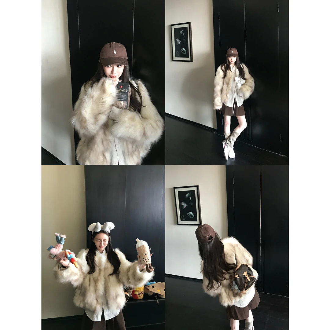 COCO皮草"蒹葭花"芬兰进口sagafurs整皮狐狸毛 银狐腹毛