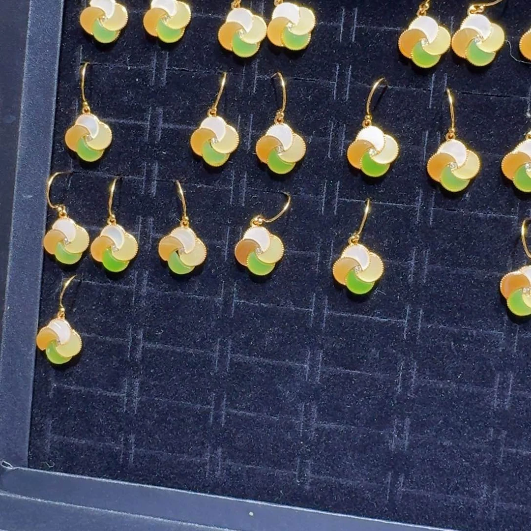 银S925镶嵌和田玉耳饰多样性发货，拍一发一