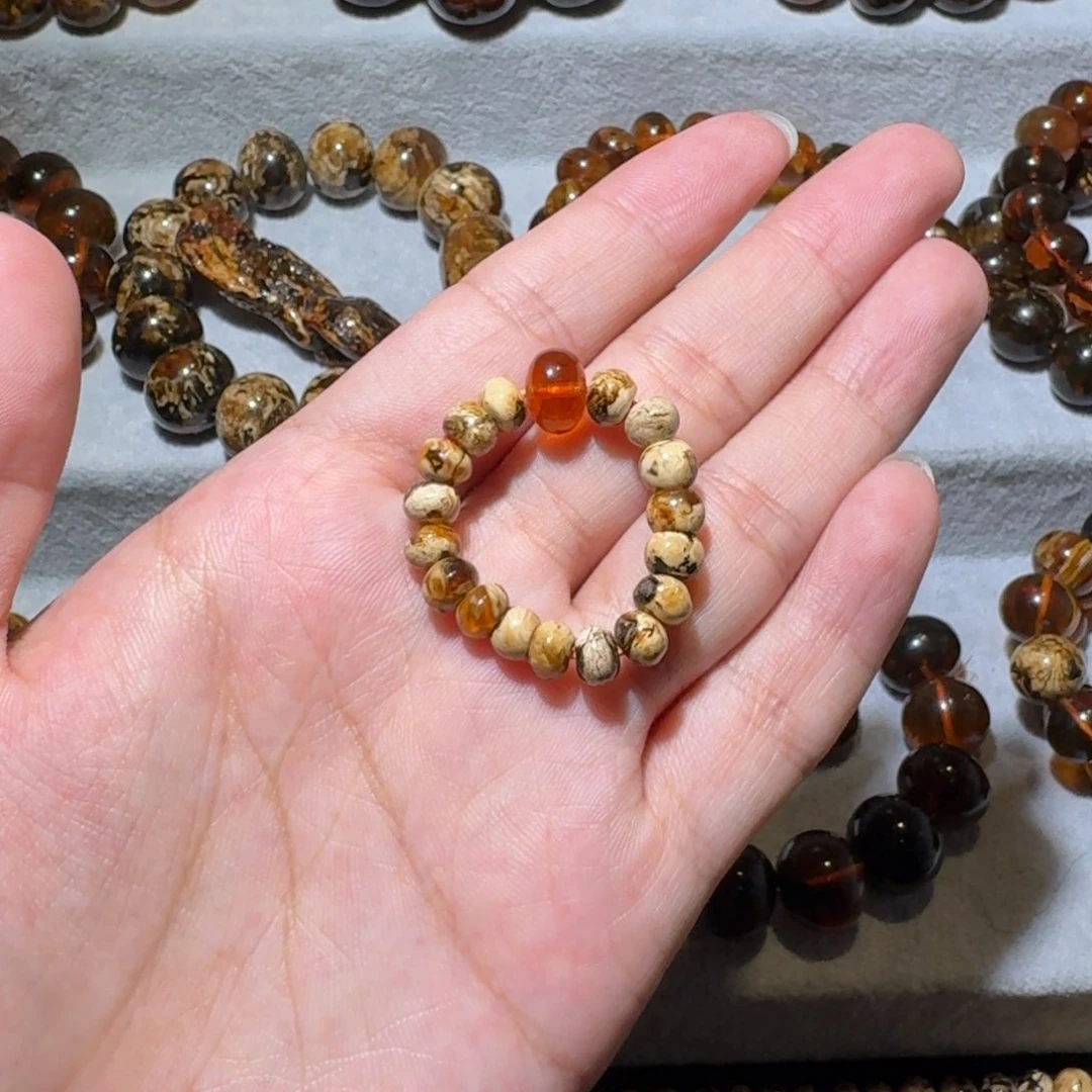 未镶嵌琥珀裸石抚顺琥珀干白花戒指