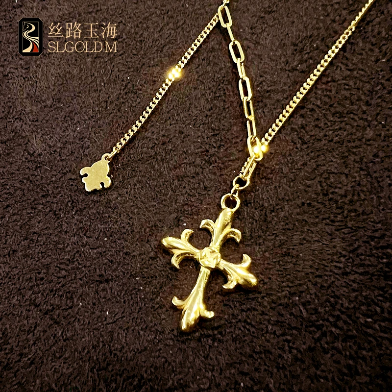 丝路玉海克罗沁套链足金999时尚简约可调节锁骨链