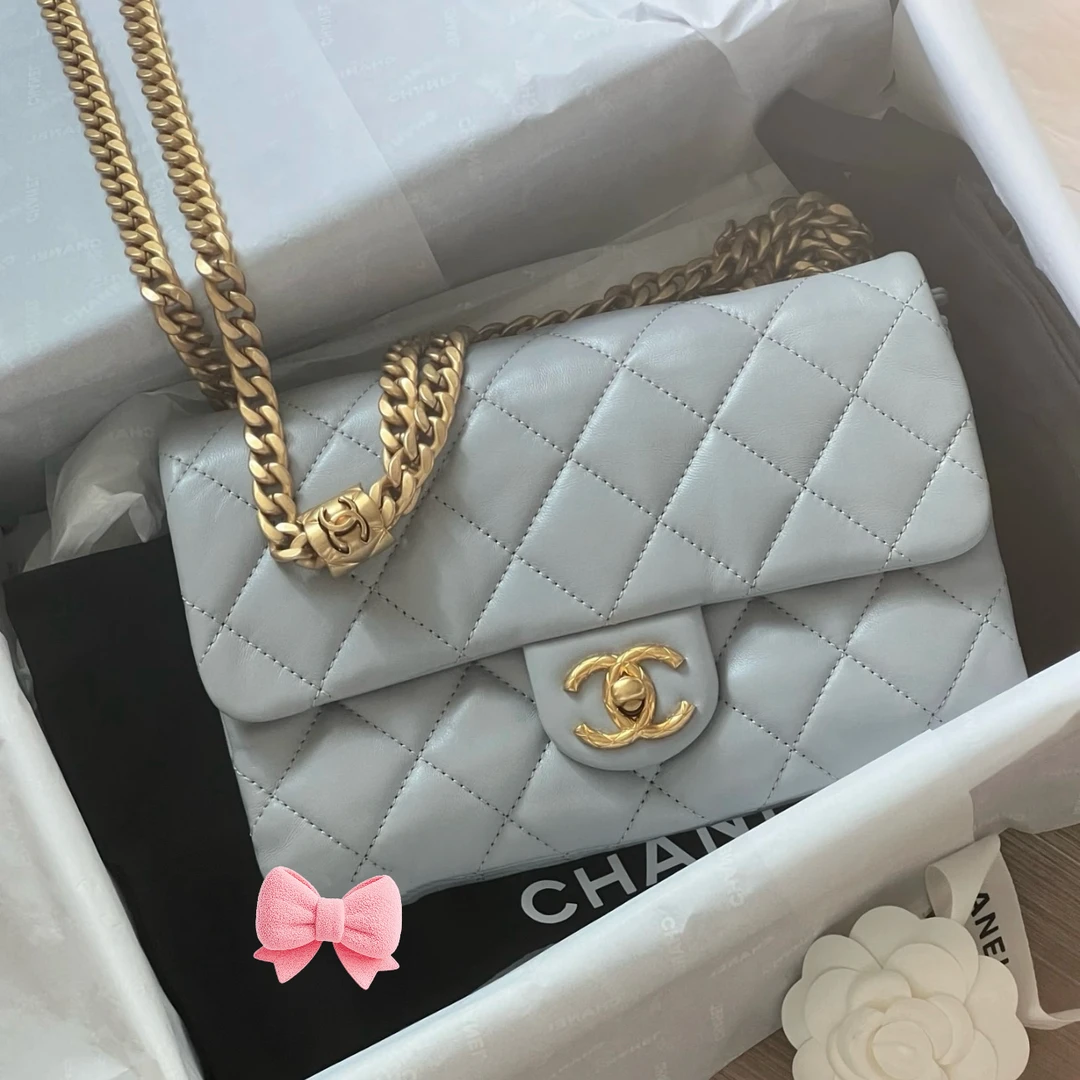 99新 Chanel/香奈儿 Chanel灰金cf风琴包 25090003-04