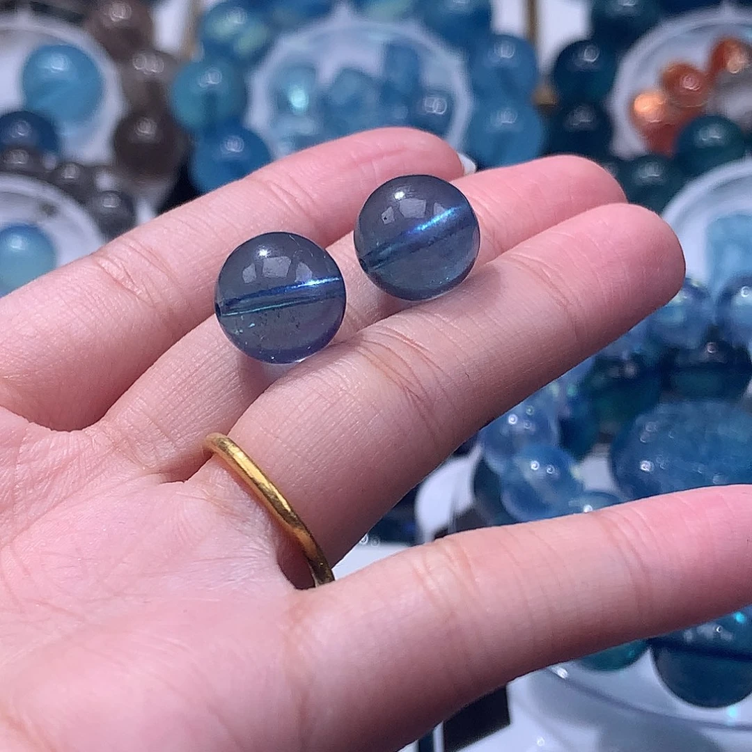 未镶嵌手串海蓝宝石12mm220元一颗 叠拍4件