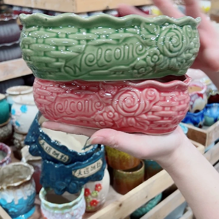 有孔，凑单福利满10元发货陶瓷多肉花盆！