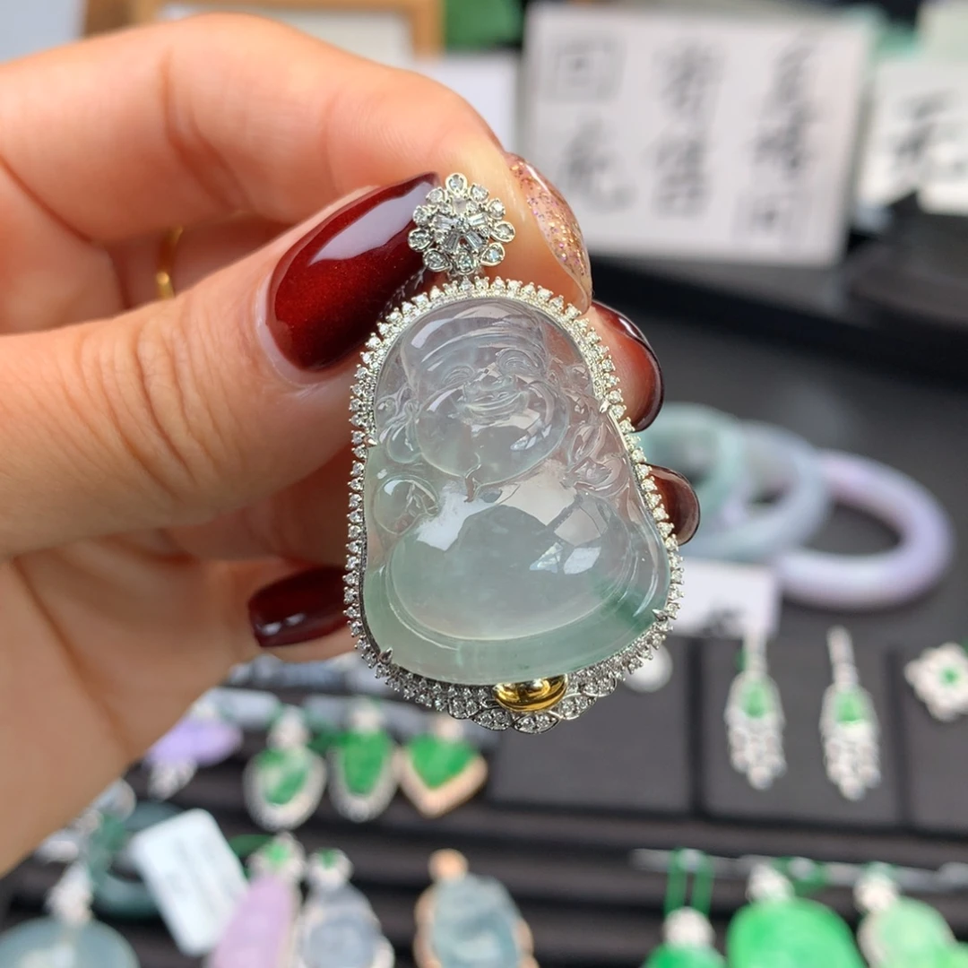 翡翠未镶嵌颈饰冰种佛公吊坠