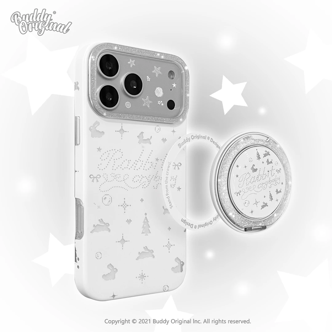 BUDDY原创雪白闪亮亮适用iphone17手机壳可爱风苹果16promax/15
