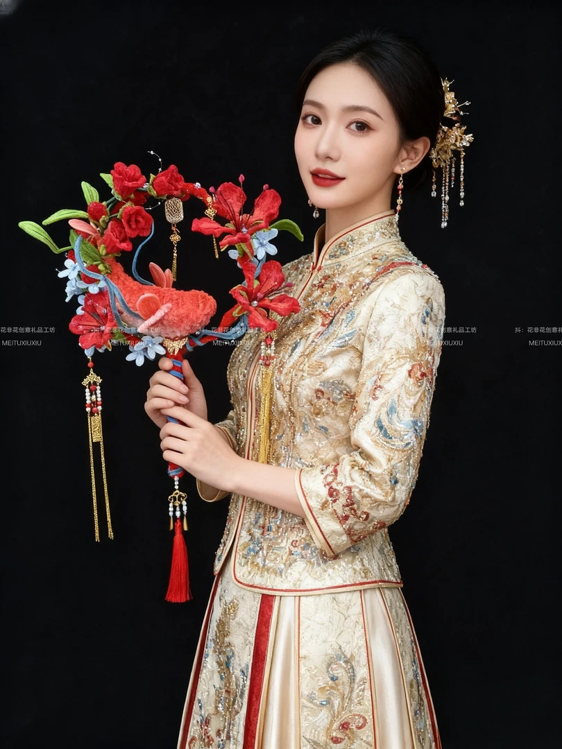 【成品发货】新娘秀禾团扇手捧花婚礼送女友送老婆送闺蜜结婚订婚