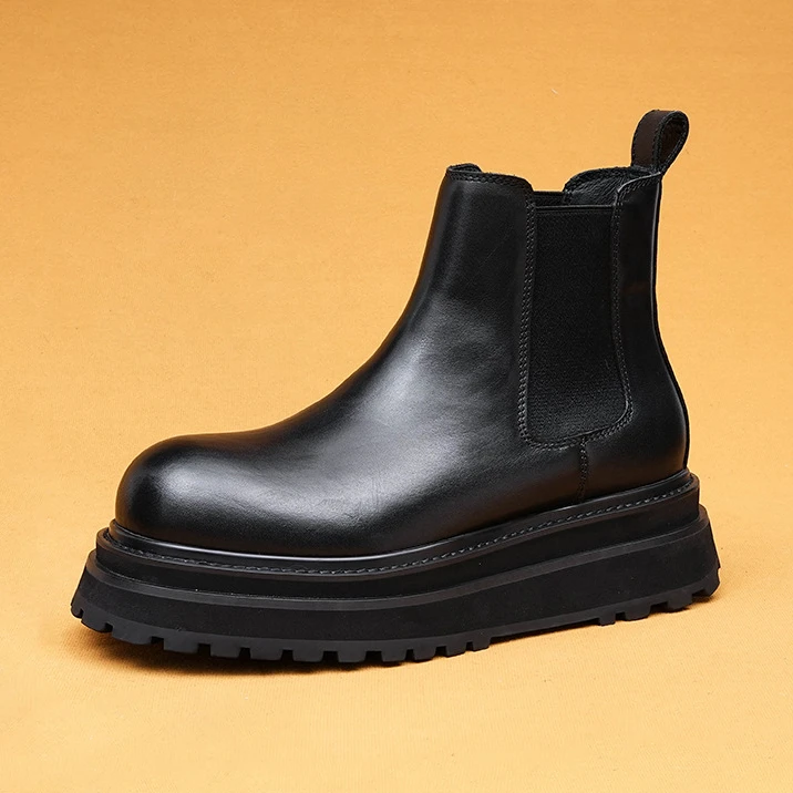 路易圣戈希男款切尔西马丁靴厚底男鞋秋冬季反绒英伦商务休闲高帮