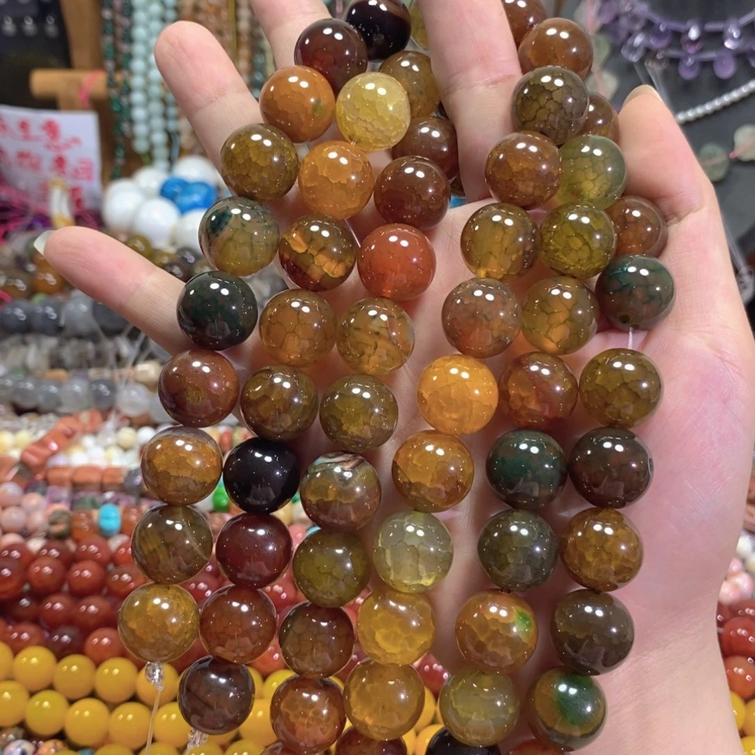 未镶嵌玛瑙/玉髓珠宝半成品龙鳞玛瑙一条卡16mm