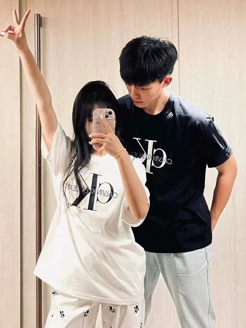 韩系潮牌C家新款字母印花高街卡通情侣上衣重磅100%棉短袖T恤春夏