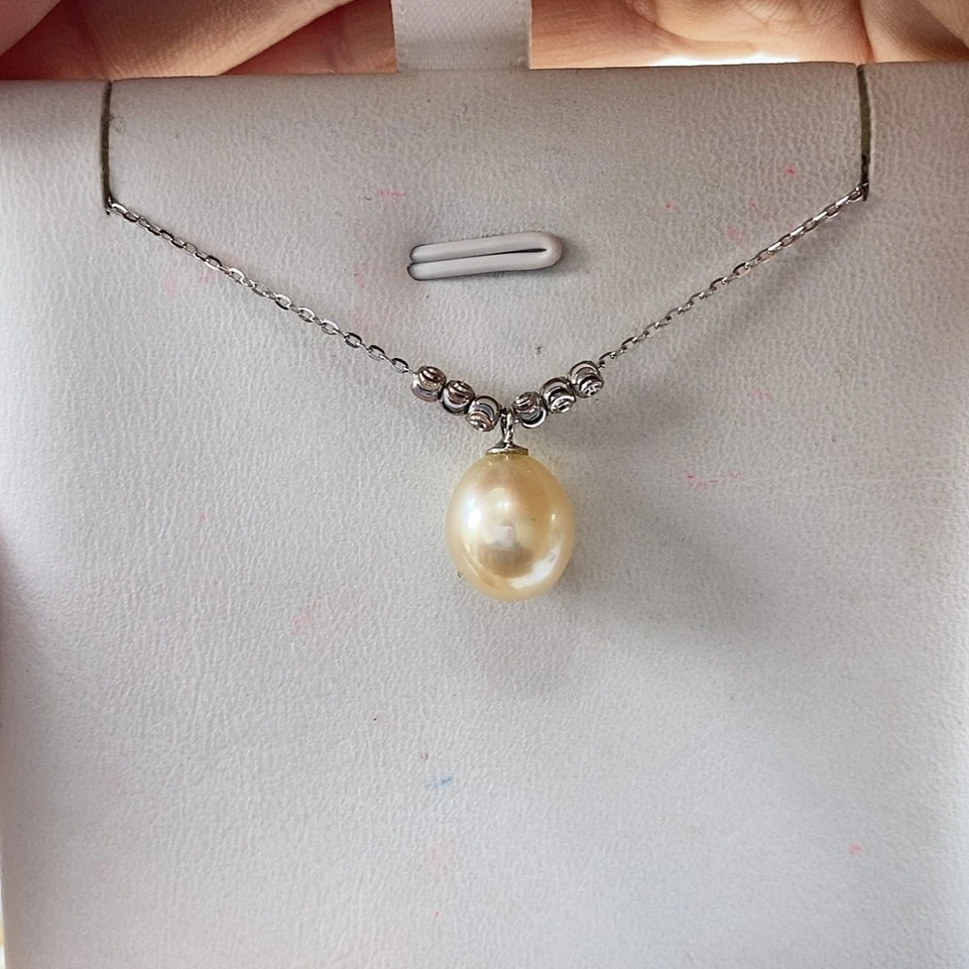 海水珍珠项链银S925镶嵌澳白6+1项链9-10m m