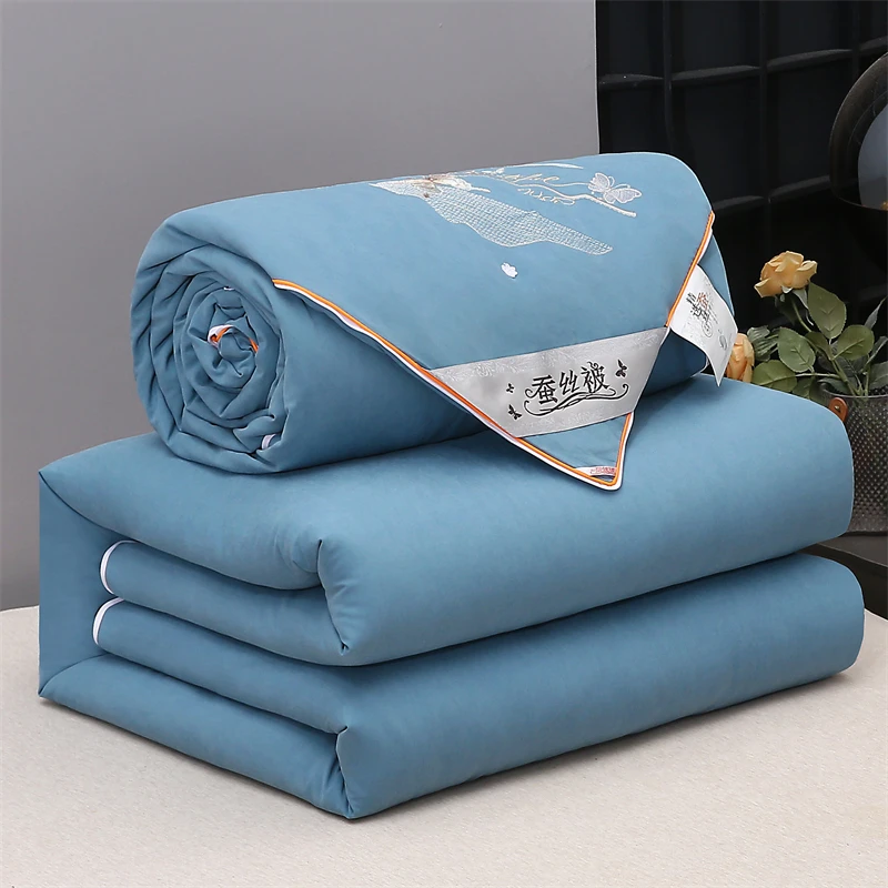 高端适用全棉提花桑蚕丝被子拉链款二合一子母被四季通用被芯