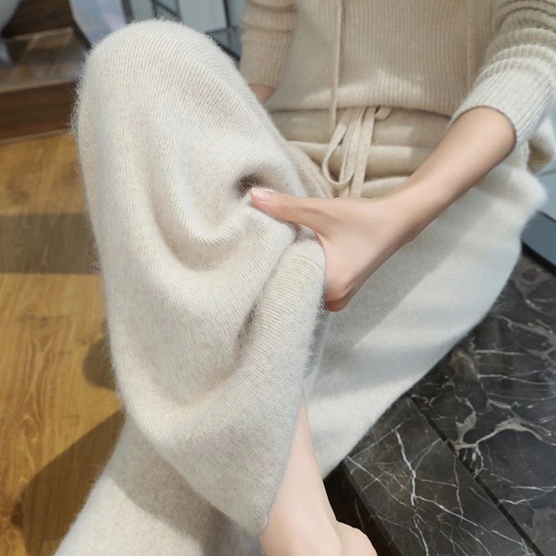 勿拍~即将开价！！！双股加厚100羊绒阔腿裤女垂感高腰长裤显瘦拖地