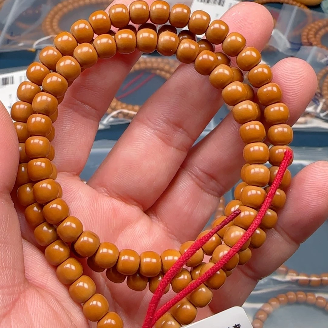 橄榄核手串老挝SS级核尖极限弧尺寸7.1全无白