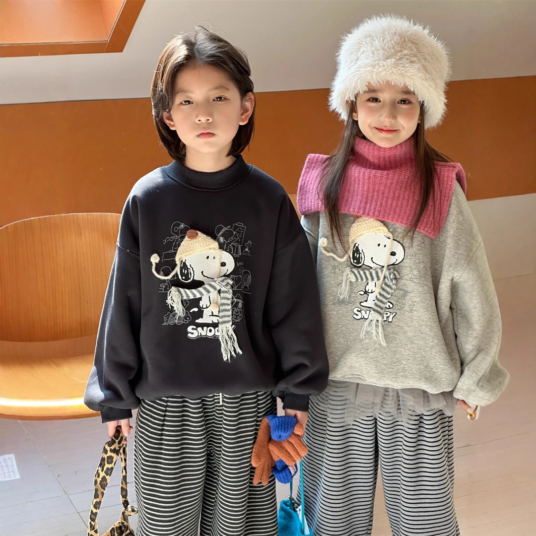儿童童装卫衣男童女童加绒加厚上衣冬季冬装秋冬打底套头洋气卡通