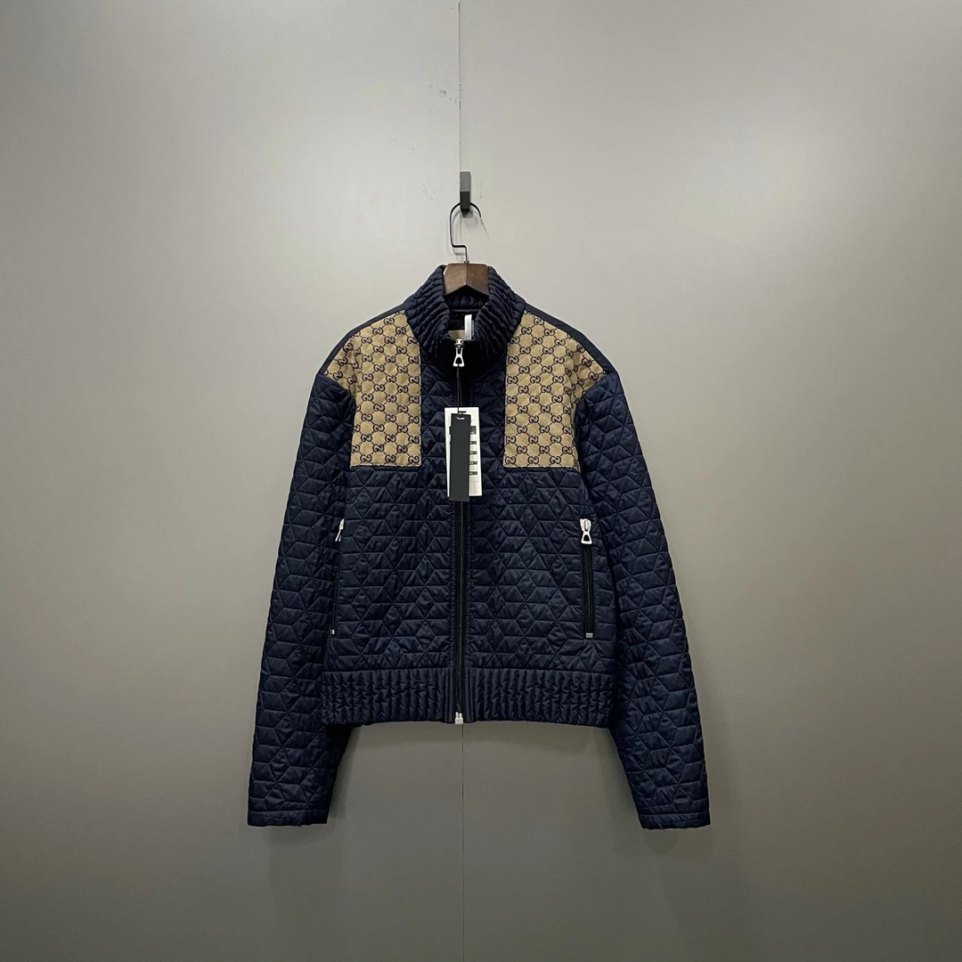 95新 GUCCI/古驰 楠 拼接压纹双G印花外套 52码/95新/003859