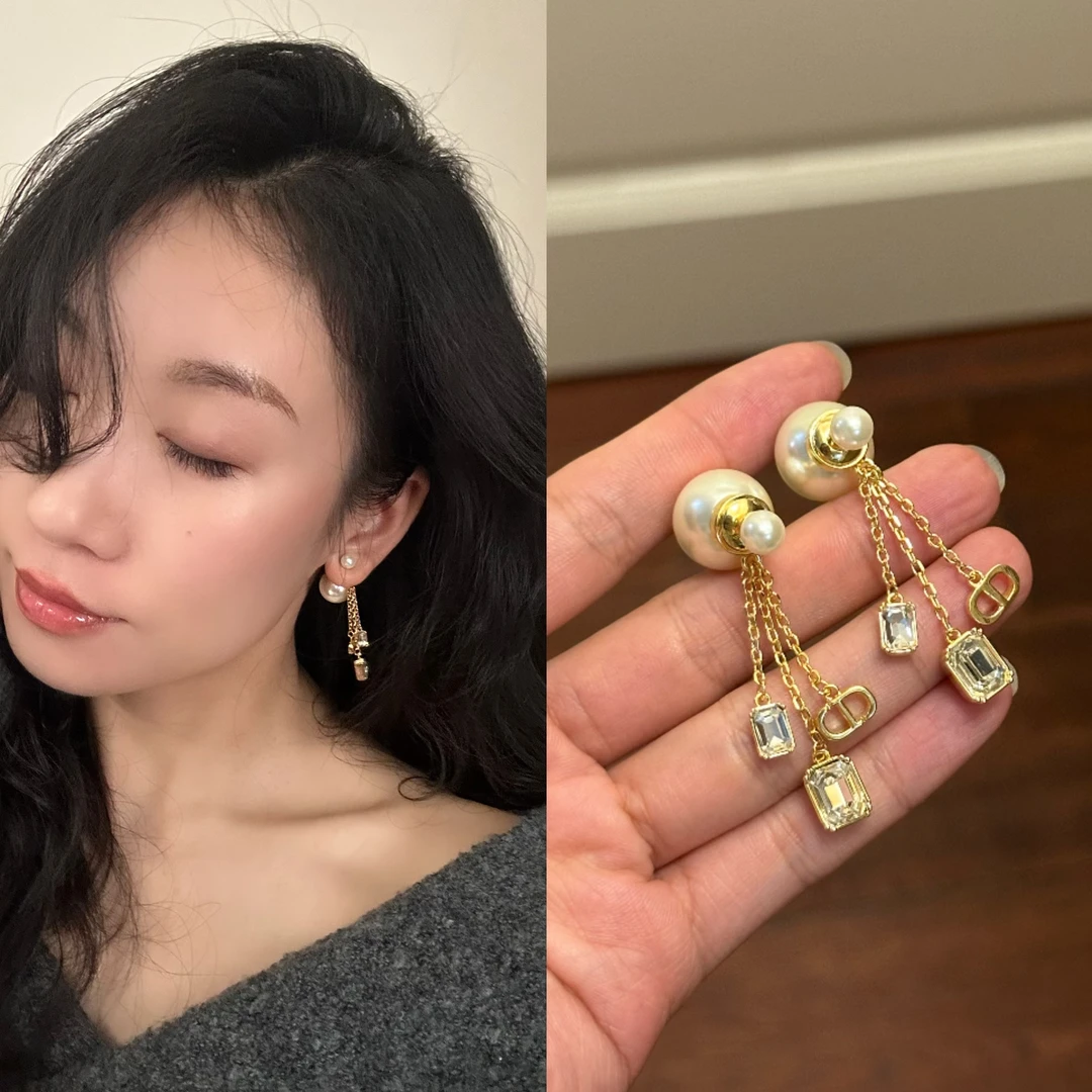 铜合金仿珍珠耳饰 E0155 时尚气质百搭猪鼻子流苏耳环