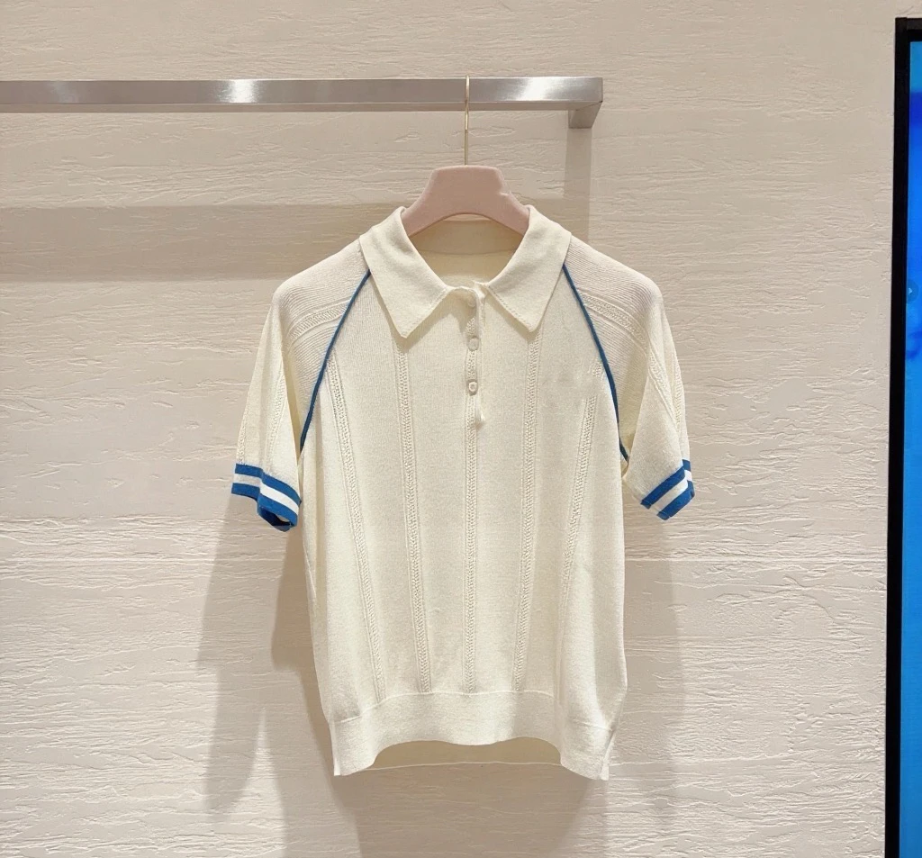 【CC】M家新款白底蓝边polo衫