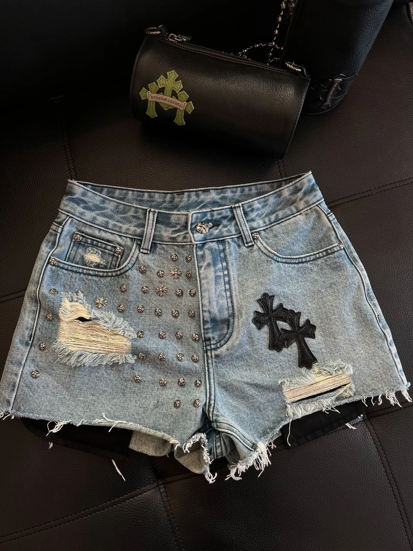 Rebornmoi【vivi老板娘】重工小皮标短裤复古小皮标DK404