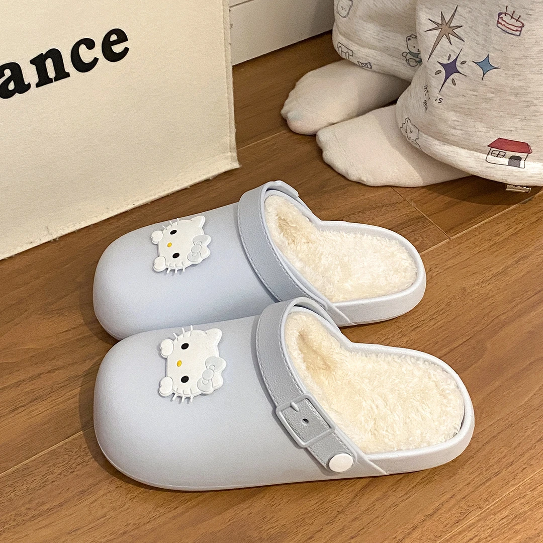 人造毛秋冬防滑卡通毛棉拖鞋女寝室时尚居家学生防滑厚底外穿一脚