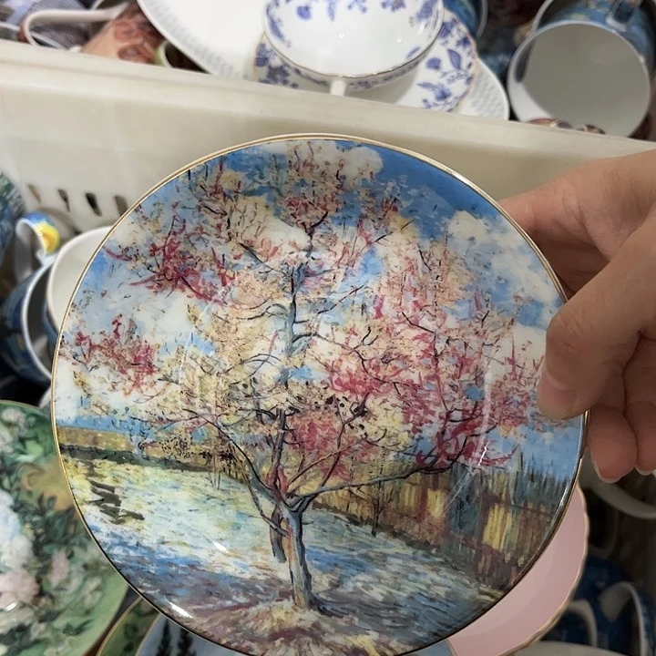 瓷片微瑕骨瓷碟桃花树一个