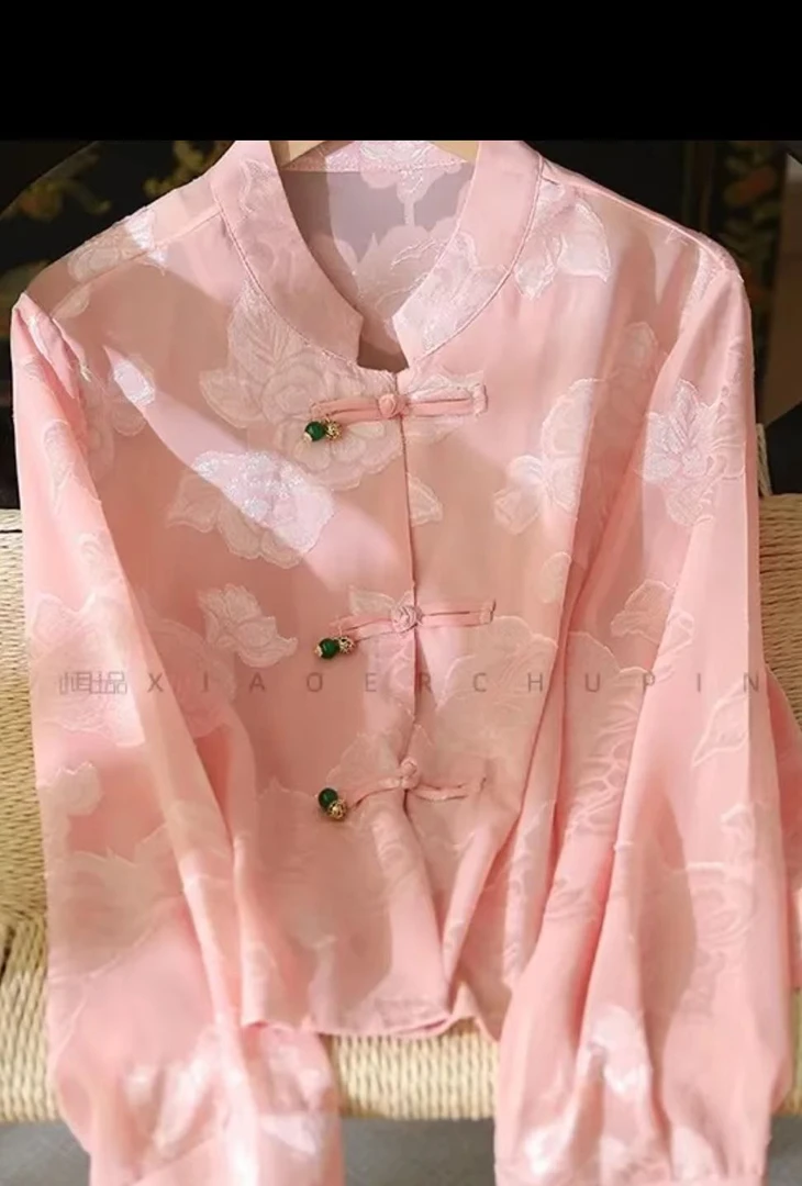 8585新中式国风轻奢复古气质春夏提花衬衣百搭上衣防晒衣外套