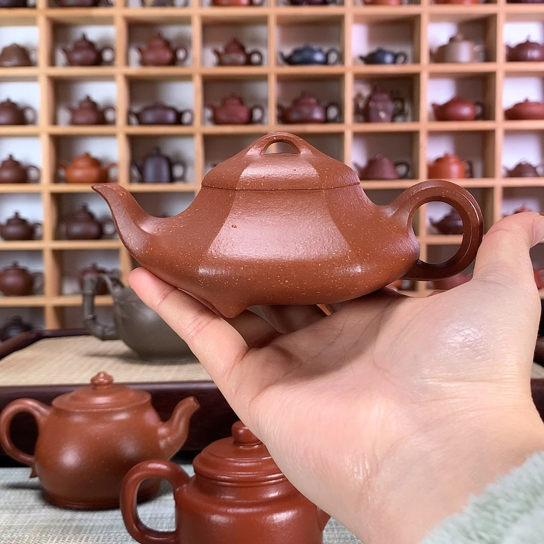 紫砂六方汉棠石瓢紫砂壶手工制作