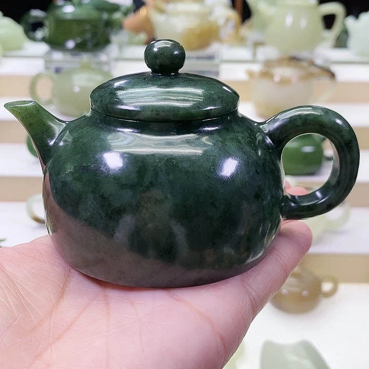 和田玉未镶嵌挂件茶壶130m l