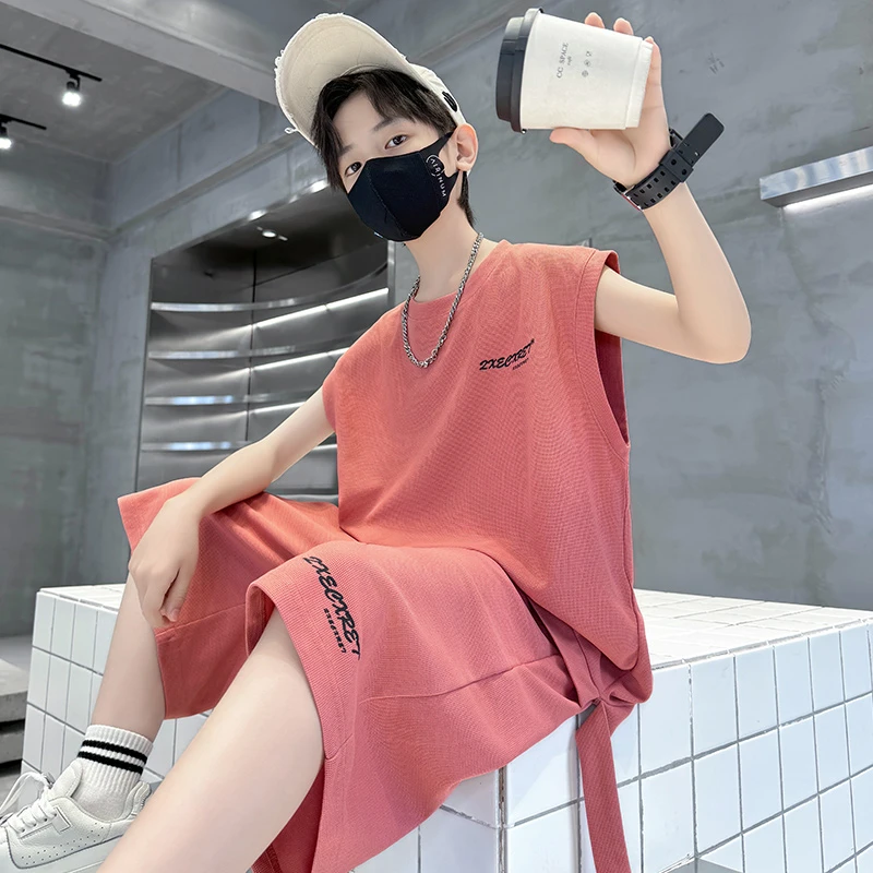 男童无袖套装2025新款夏季痞帅儿童装运动背心薄款大童夏装宽松潮