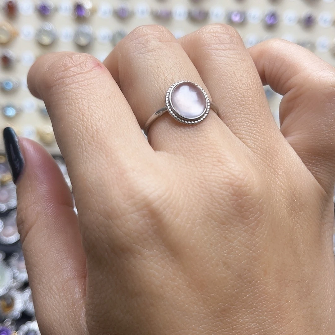 芙蓉石戒指银S925镶嵌